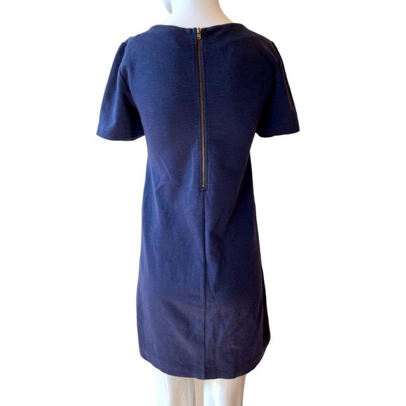 J. Crew Womens Stripe Knit Shift Dress Short Sleeve Back Zip Blue White Size 00 - Picture 7 of 14